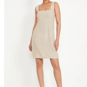 Linen Beige Sleeveless Dress